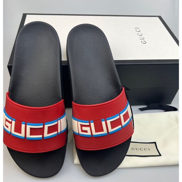 NIB Gucci Man Stripe Rubber Slide Sandal In Red Size 7 main image 8